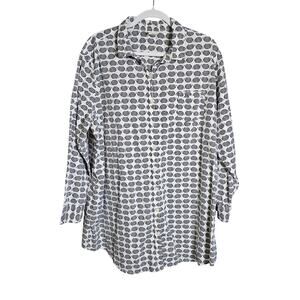 Womans Armadillo Print Button Up Sleep Shirt XXL 100% Cotton Sleepwear